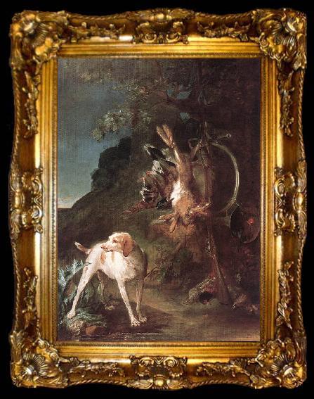 framed  jean-Baptiste-Simeon Chardin Game Still-Life with Hunting Dog, ta009-2